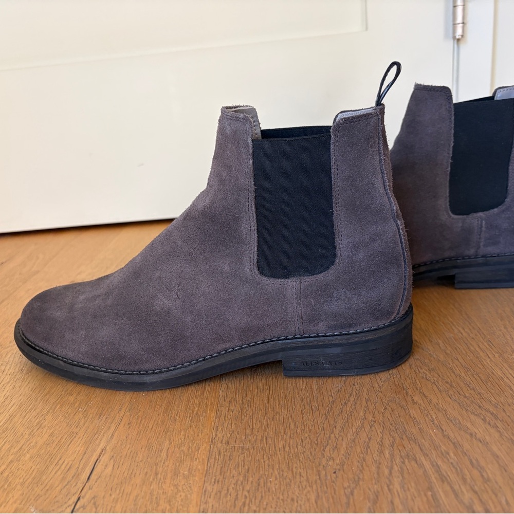 All Saints Charcoal Suede Men's Chelsea Boots - Picture 2 of 7
